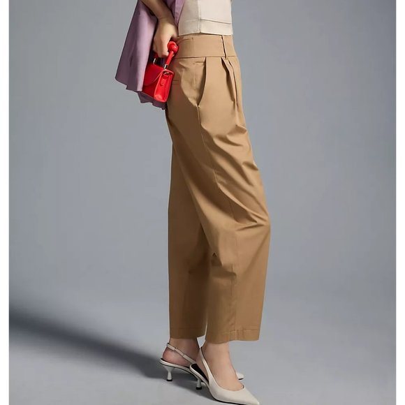 Anthropologie Exquise Barrel-Leg Chino Pants Cedar Brown - Medium - Picture 3 of 9